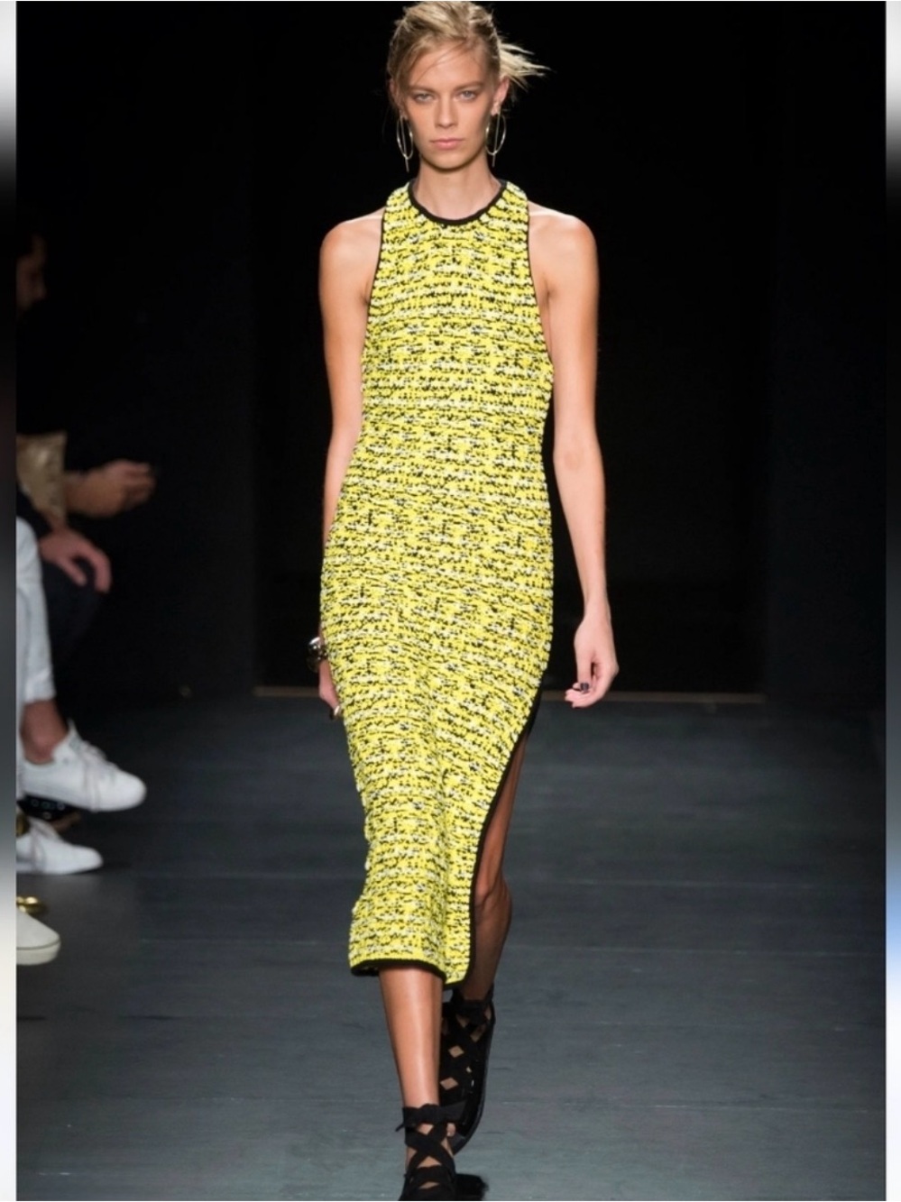 rag & bone Viola Yellow Black Knit Midi Bodycon Neon Dress XXS
